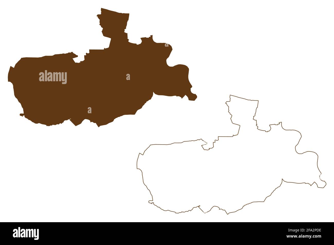 District d'Offenbach (République fédérale d'Allemagne, district rural région de Darmstadt, État de Hesse, Hesse, Hessia) carte illustration vectorielle, scribble sk Illustration de Vecteur