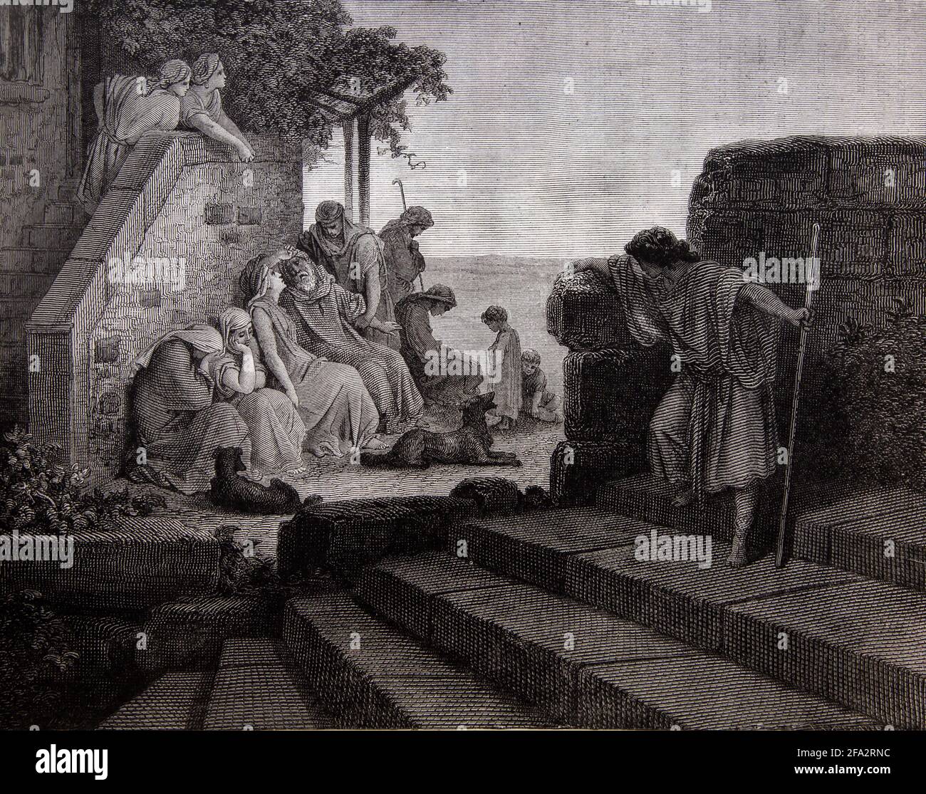 Histoire de la Bible Illustration Retour du fils prodigue (Luke15:17) par Gustave Dore Banque D'Images