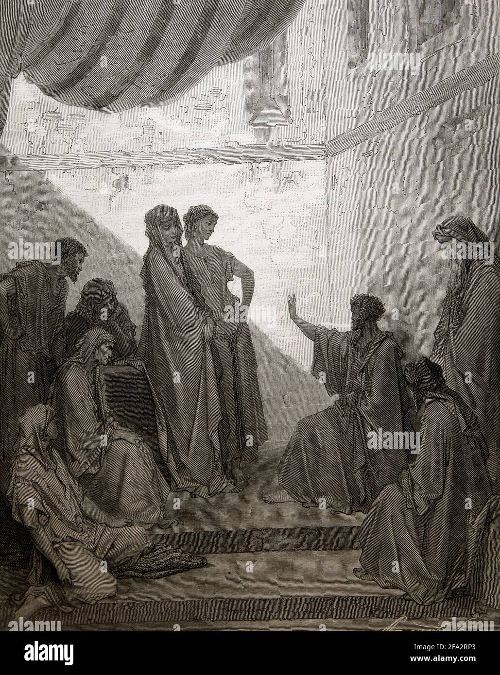 Histoire biblique Illustration de Saint Pierre dans la Maison de Cornelius (Acts10:28) par Gustave dore Banque D'Images