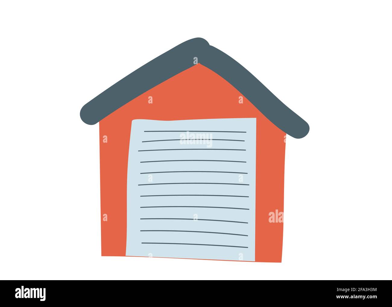 garage de la maison en rouge. symbole de stationnement intérieur dessin à la main dessin animé. doodle illustration vectorielle isolée. Illustration de Vecteur