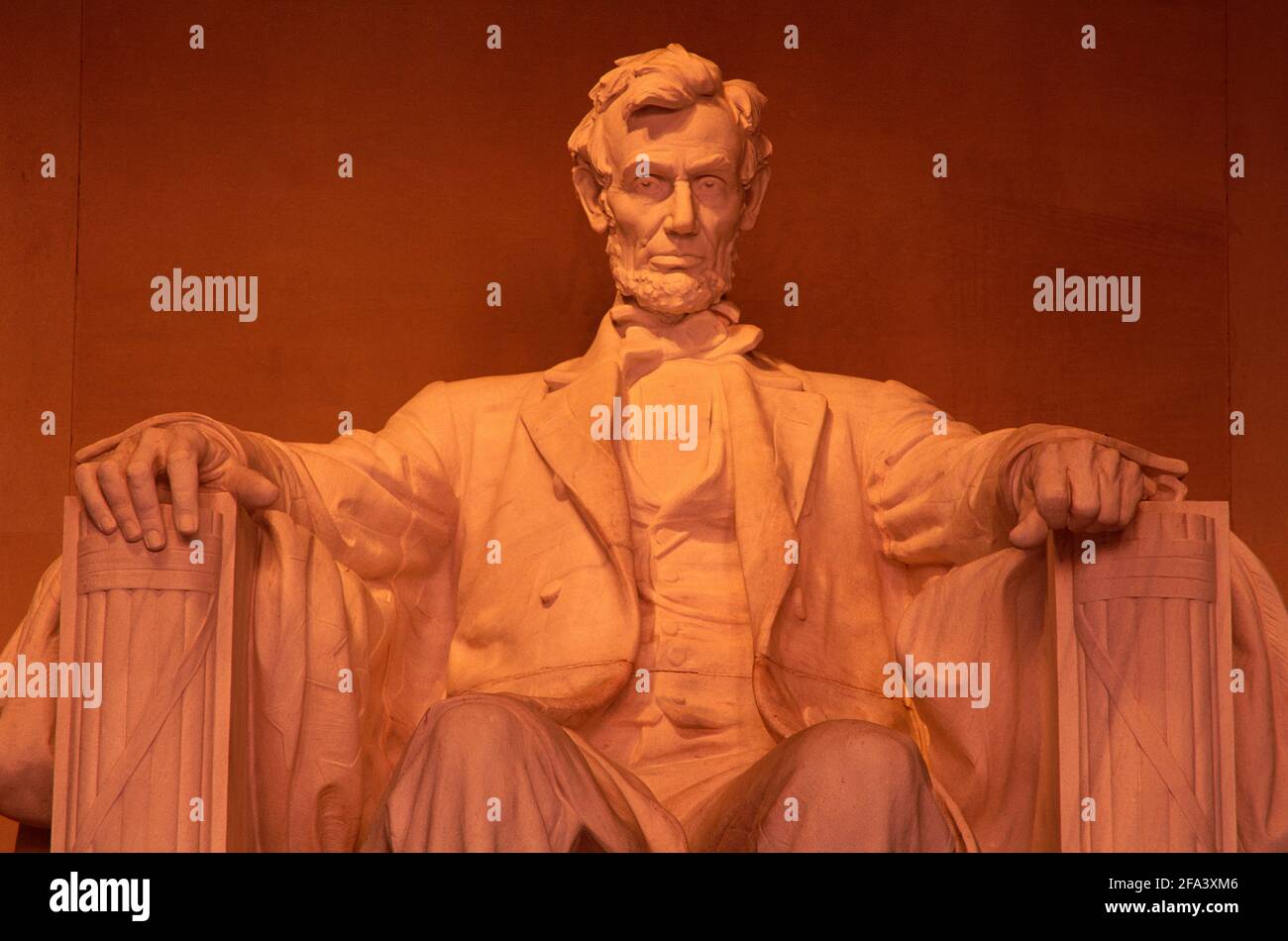 USA, Washington DC, Lincoln Memorial, Statue d'Abraham Lincoln, par le sculpteur Daniel Chester French Banque D'Images