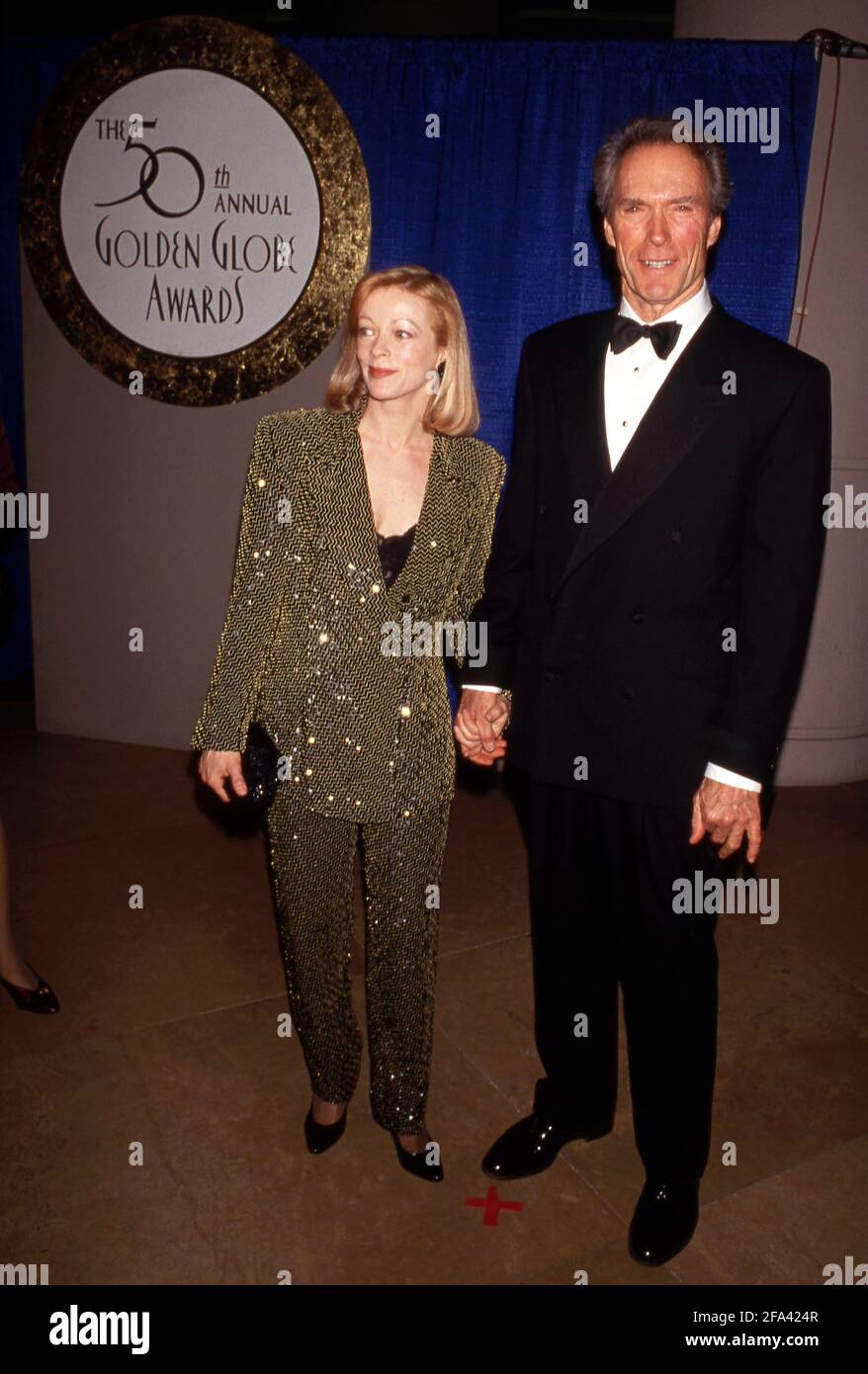 Frances Fisher et Clint Eastwood lors du 50ème Golden Globe Awards à l'hôtel Beverly Hilton à Beverly Hills, Californie, 23 janvier 1993 crédit: Ralph Dominguez/MediaPunch Banque D'Images