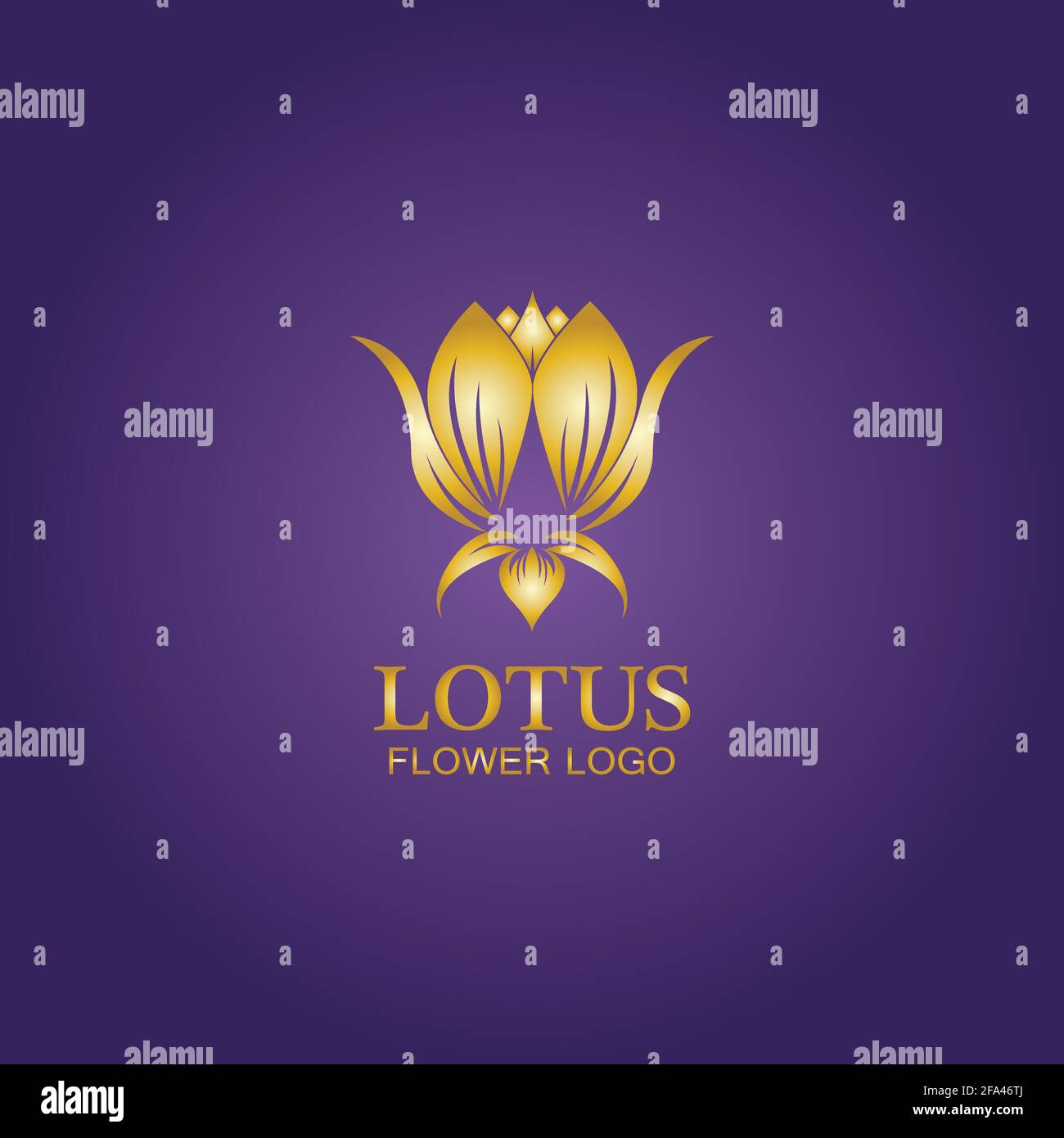 Logo fleur de lotus doré. Modèle vectoriel de l'icône lotus sur fond sombre avec effet doré pour les entreprises écologiques, de beauté, de spa, de yoga et médicales. Illustration de Vecteur