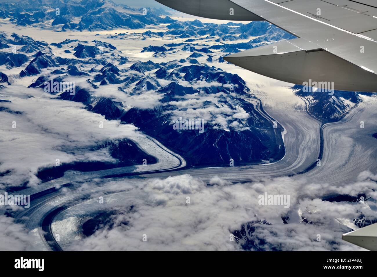 Chaîne de montagnes de l'Alaska en vol vers Fairbanks Banque D'Images