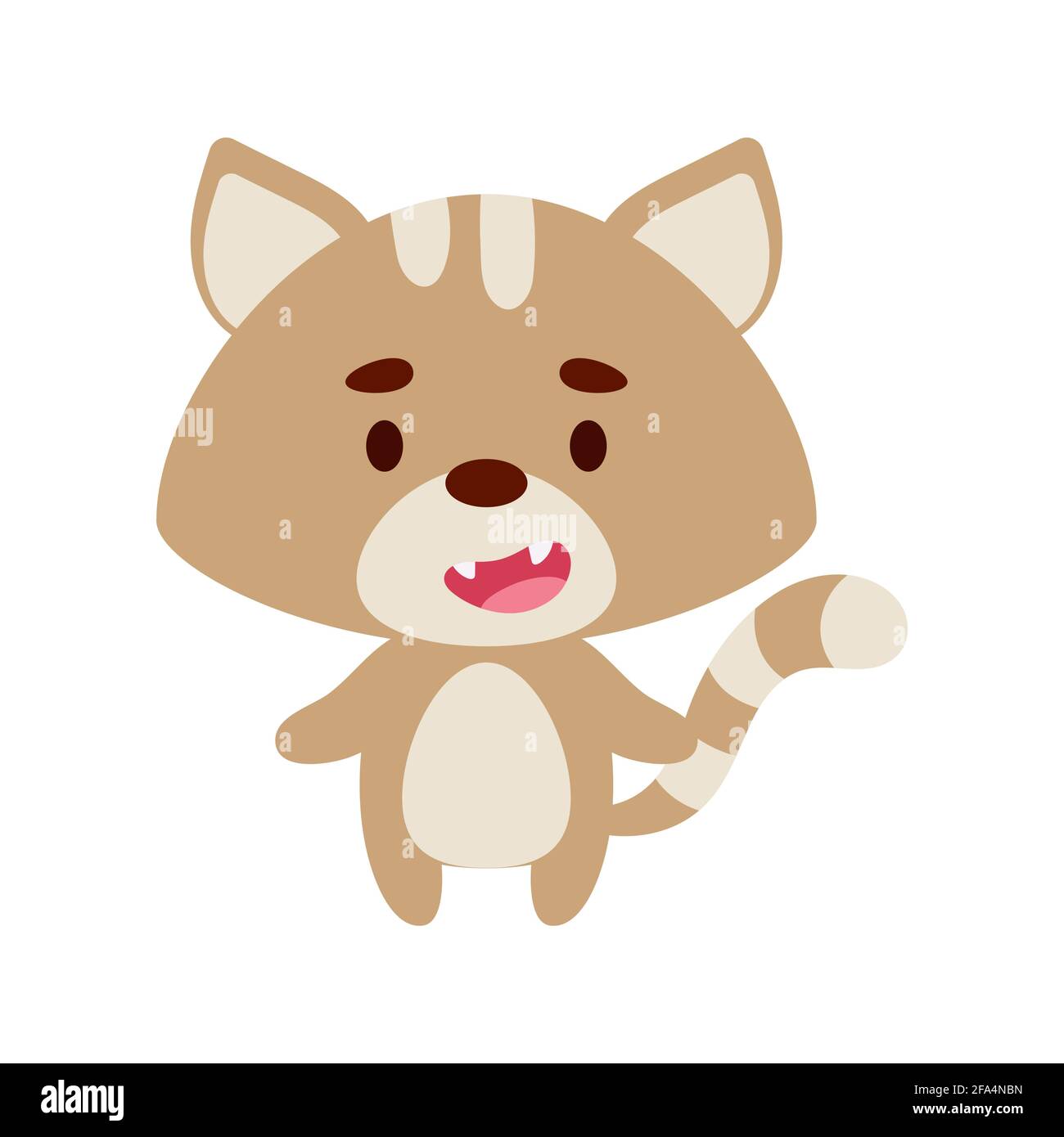 Joli Petit Chat Sur Fond Blanc Personnage Animal De Dessin Anime Pour Les Cartes D Enfants Douche De Bebe Invitation D Anniversaire Interieur De Maison Couleurs Vives Pour Enfants Image Vectorielle Stock Alamy