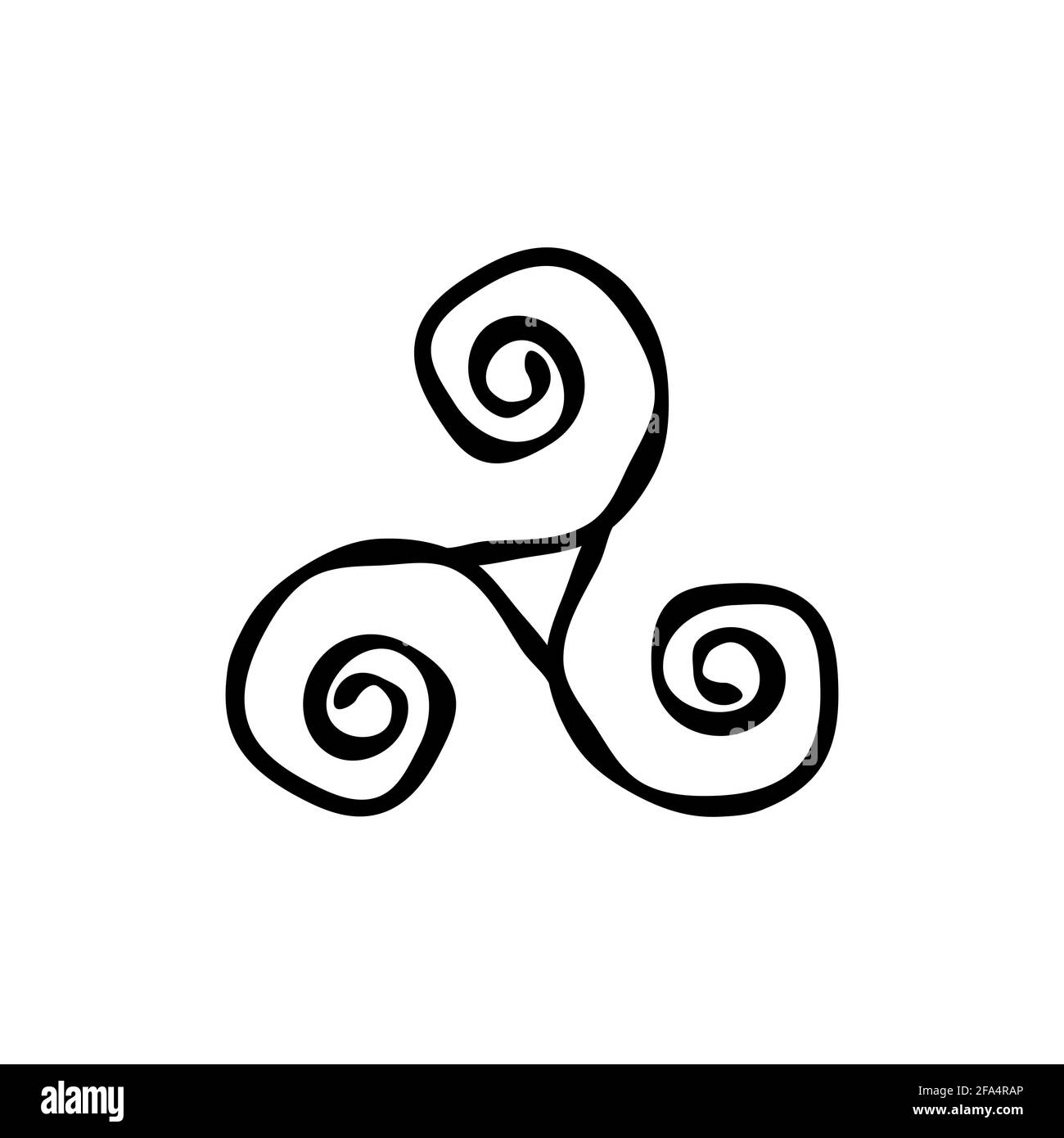 Triangle en spirale de Triskelion ou de Triskele, symbole de sorbène dessiné à la main. Signe original breton et celtique. Illustration vectorielle isolée sur blanc. Illustration de Vecteur