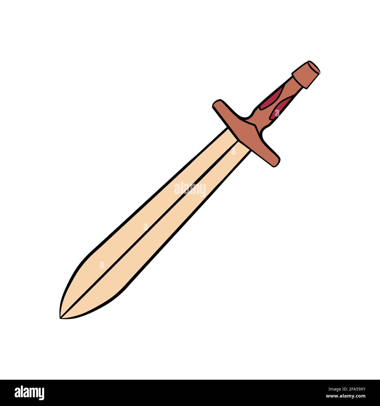 Xiphos, épée de la Grèce antique, isolé objet vectoriel sur fond blanc. Point d'archéologie grecque Illustration de Vecteur