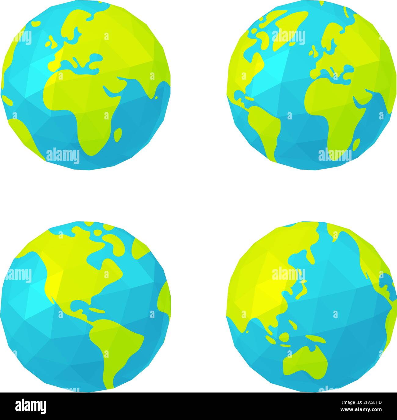 Ensemble d'illustrations vectorielles de terre polygonisée ( globe ) Illustration de Vecteur