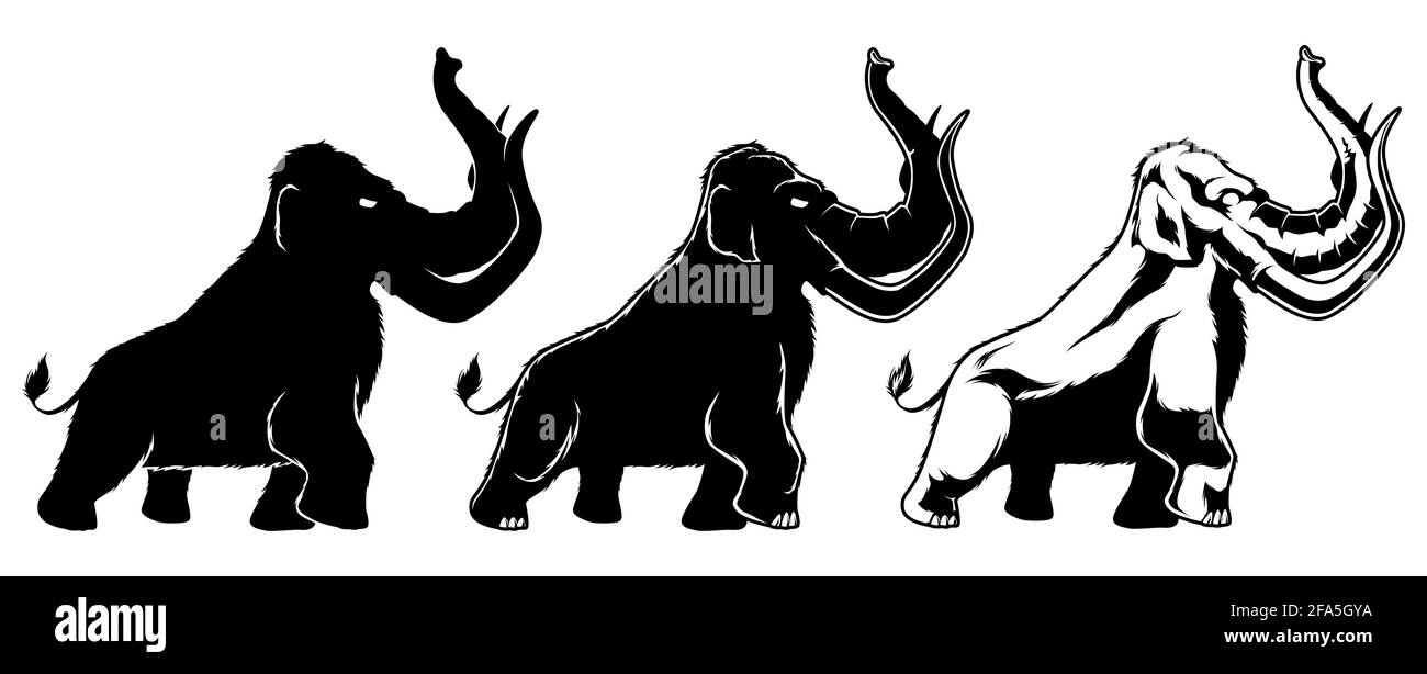 Mammoth sur blanc Illustration de Vecteur