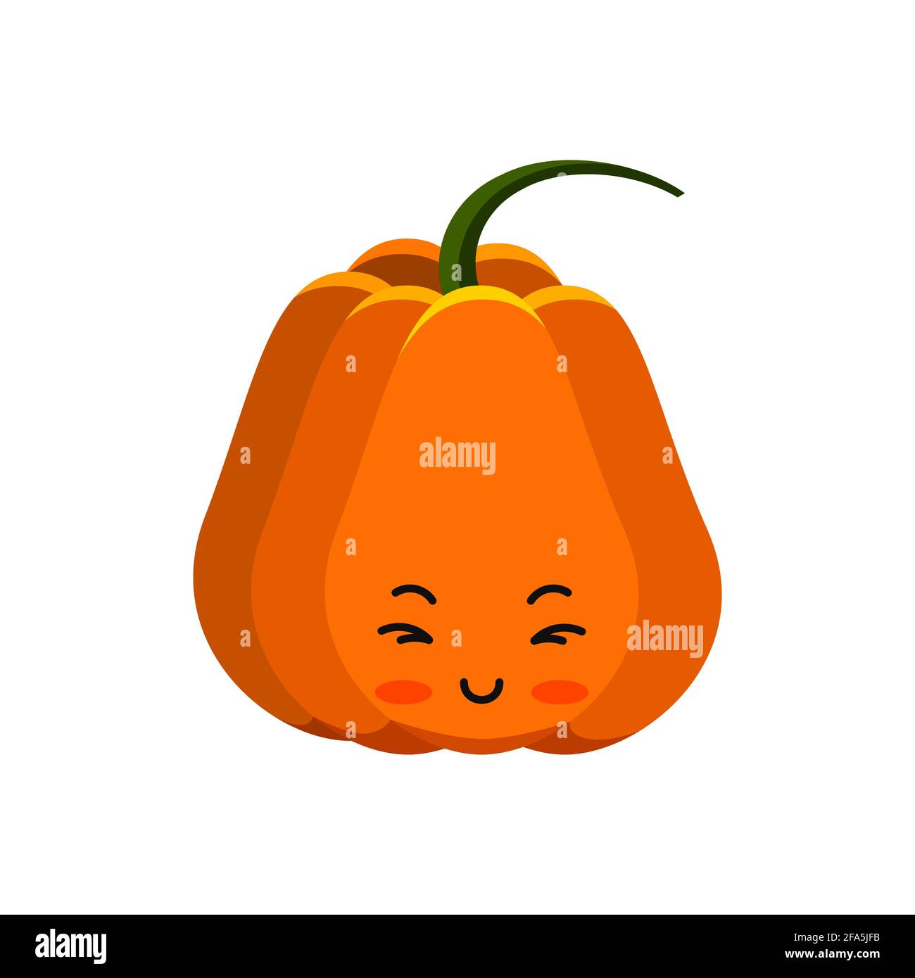 Icône de personnage mignon de citrouille isolée sur blanc. Illustration de Vecteur
