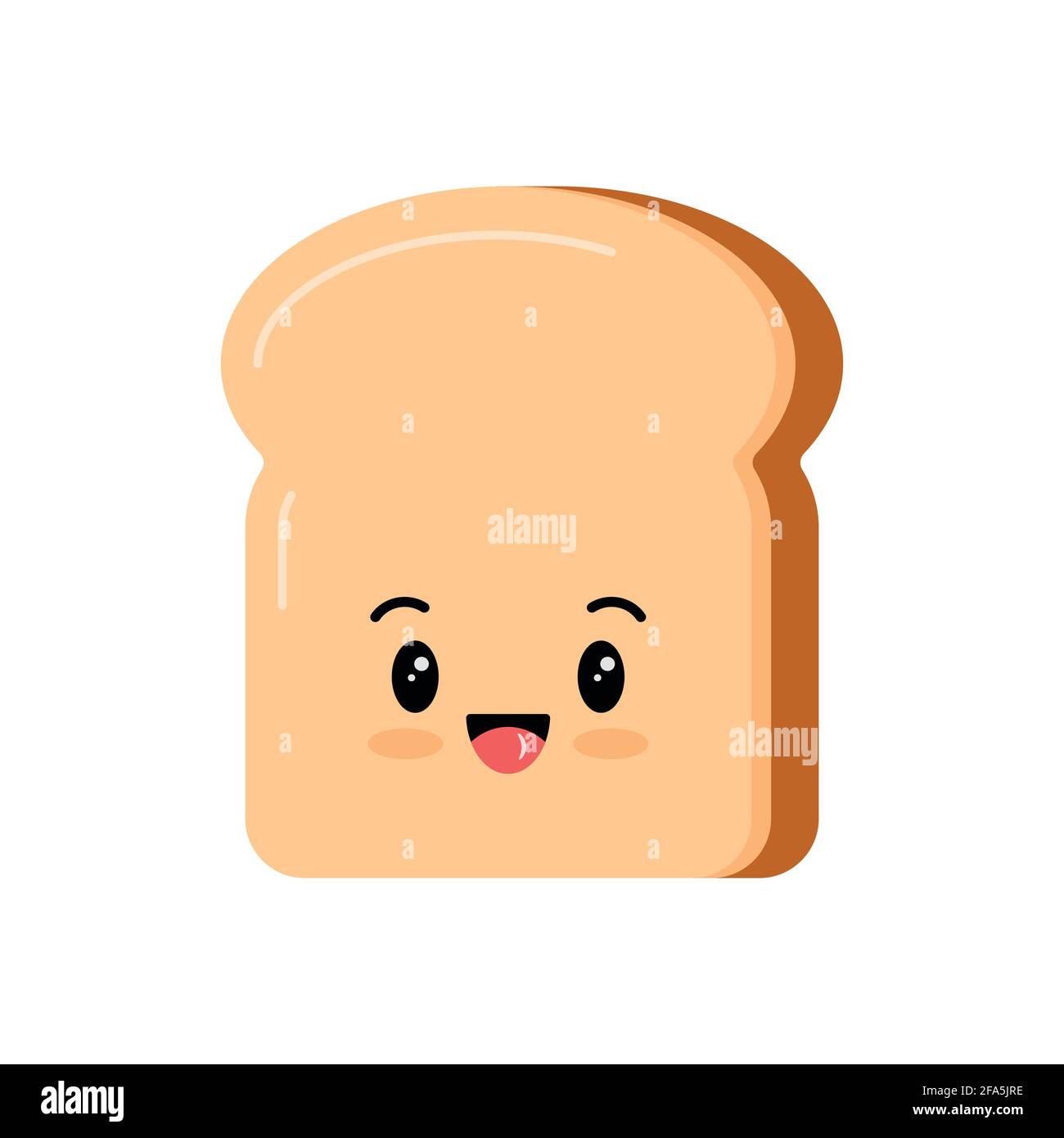 Mignon pain pain tranche kawaii icône de dessin animé isolé sur fond blanc. Illustration de Vecteur