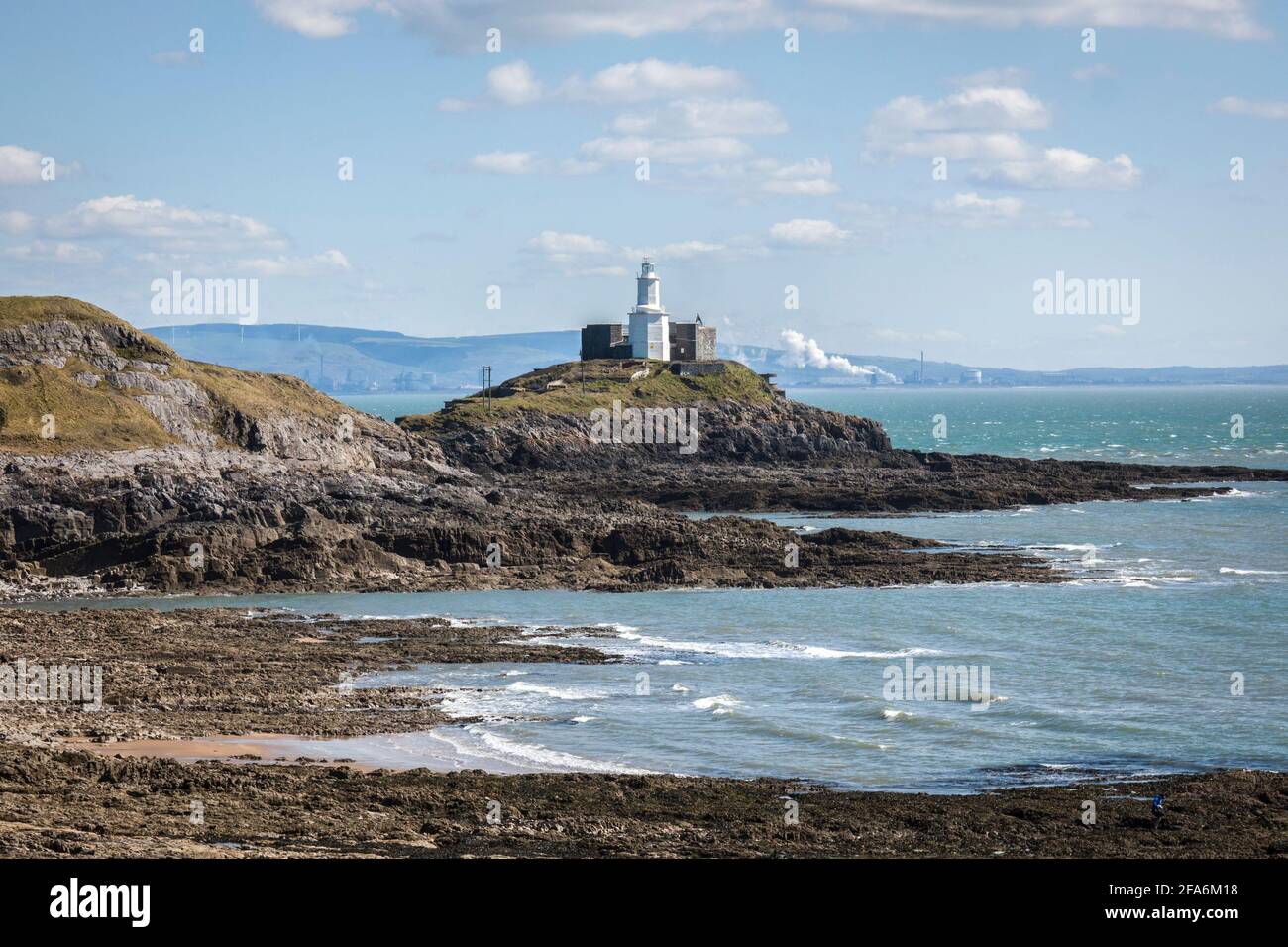 Phare de Mumbles. Banque D'Images