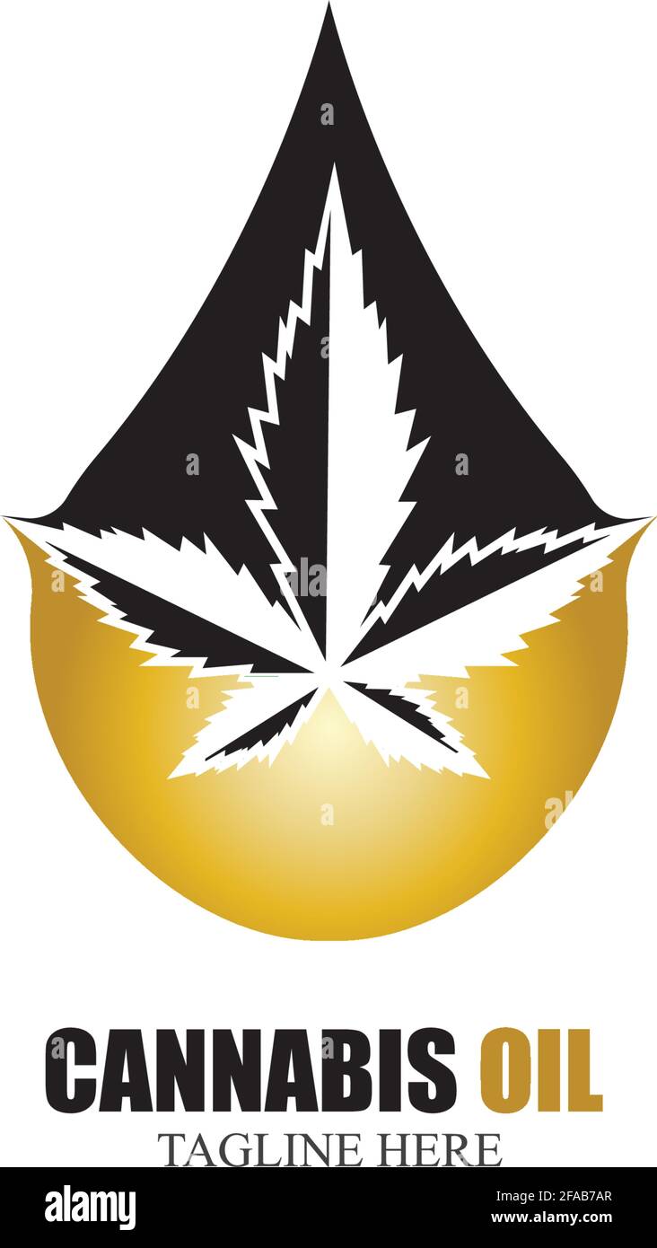 Huile de cannabis CBD cannabidiol chanvre marijuana feuille logo vecteur Illustration de Vecteur