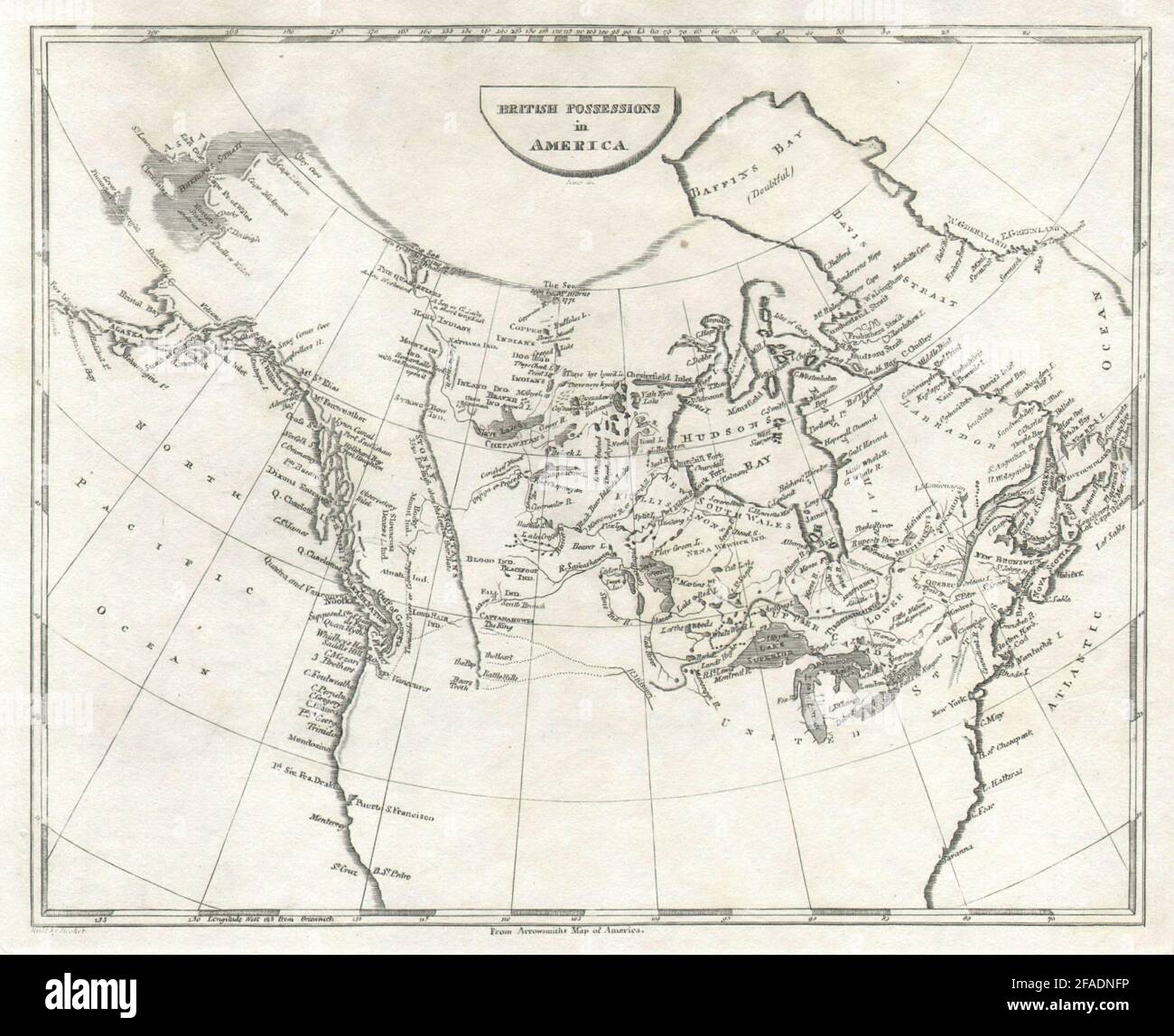 Possessions britanniques en Amérique du Nord par Arrowsmith & Lewis. Carte Canada 1812 Banque D'Images