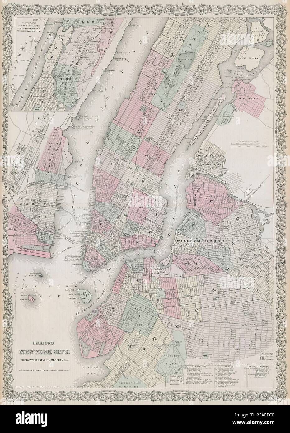 CARTE GEOGRAPHIQUE ANCIENNE 1875 Plan De Ville New York Manhattan Etats