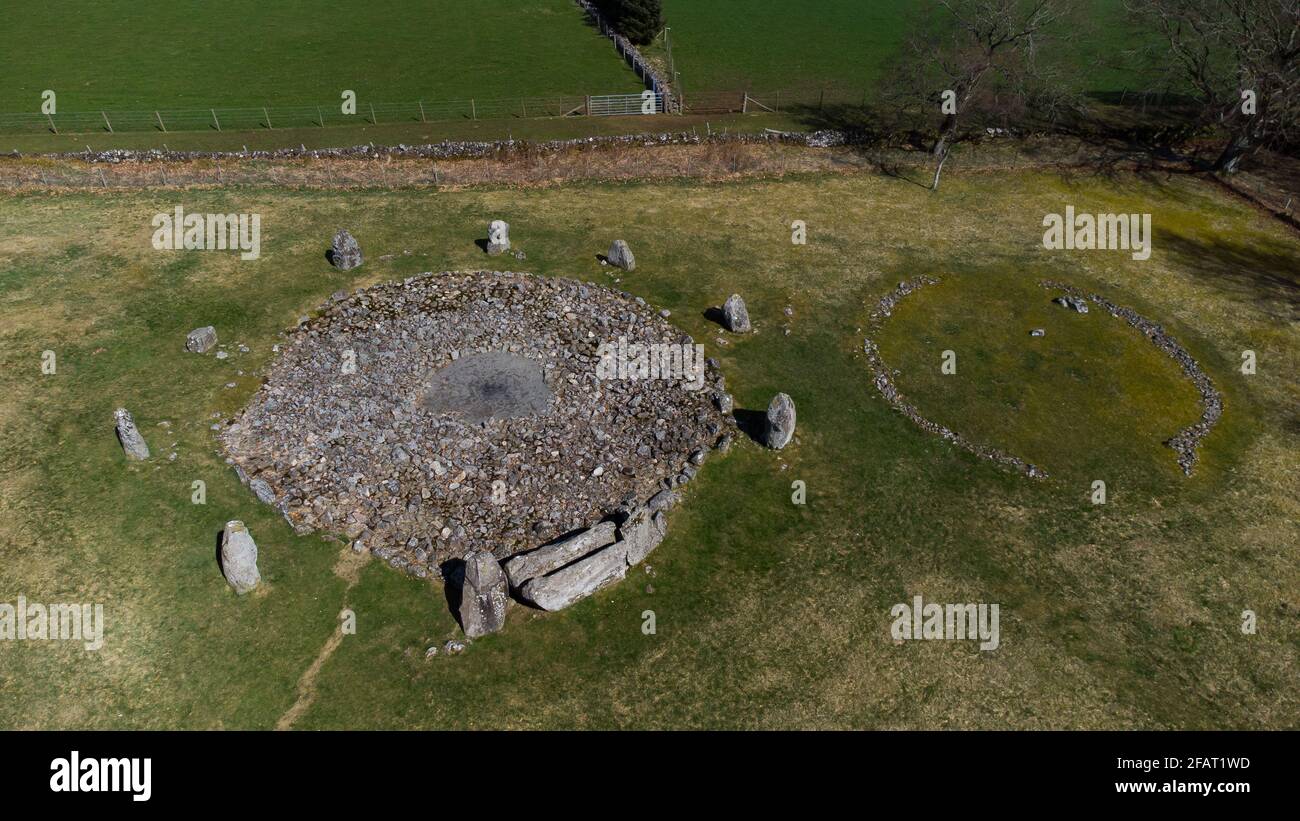 Loanhead de Daviot, cercle de pierres à position allongée, un ancien ensemble de pierres sur pied Pictush à Aberdeenshire, en Écosse Banque D'Images