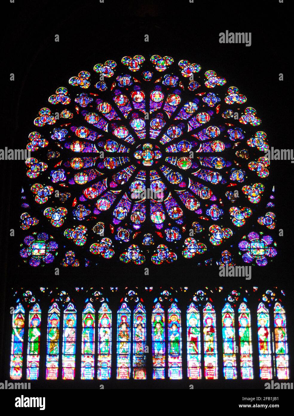 Cathédrale notre-Dame de Paris vitraux avant le feu, France (2008) Banque D'Images