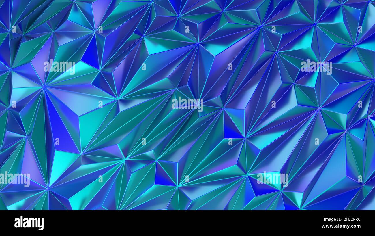 Motif polygonal poly bas. Résumé d'arrière-plan brillant irisé avec illustration de rendu 3d de l'espace de copie Banque D'Images