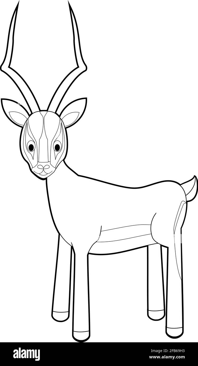 Dessins faciles de coloriage des animaux pour les petits enfants : l'Impala Illustration de Vecteur