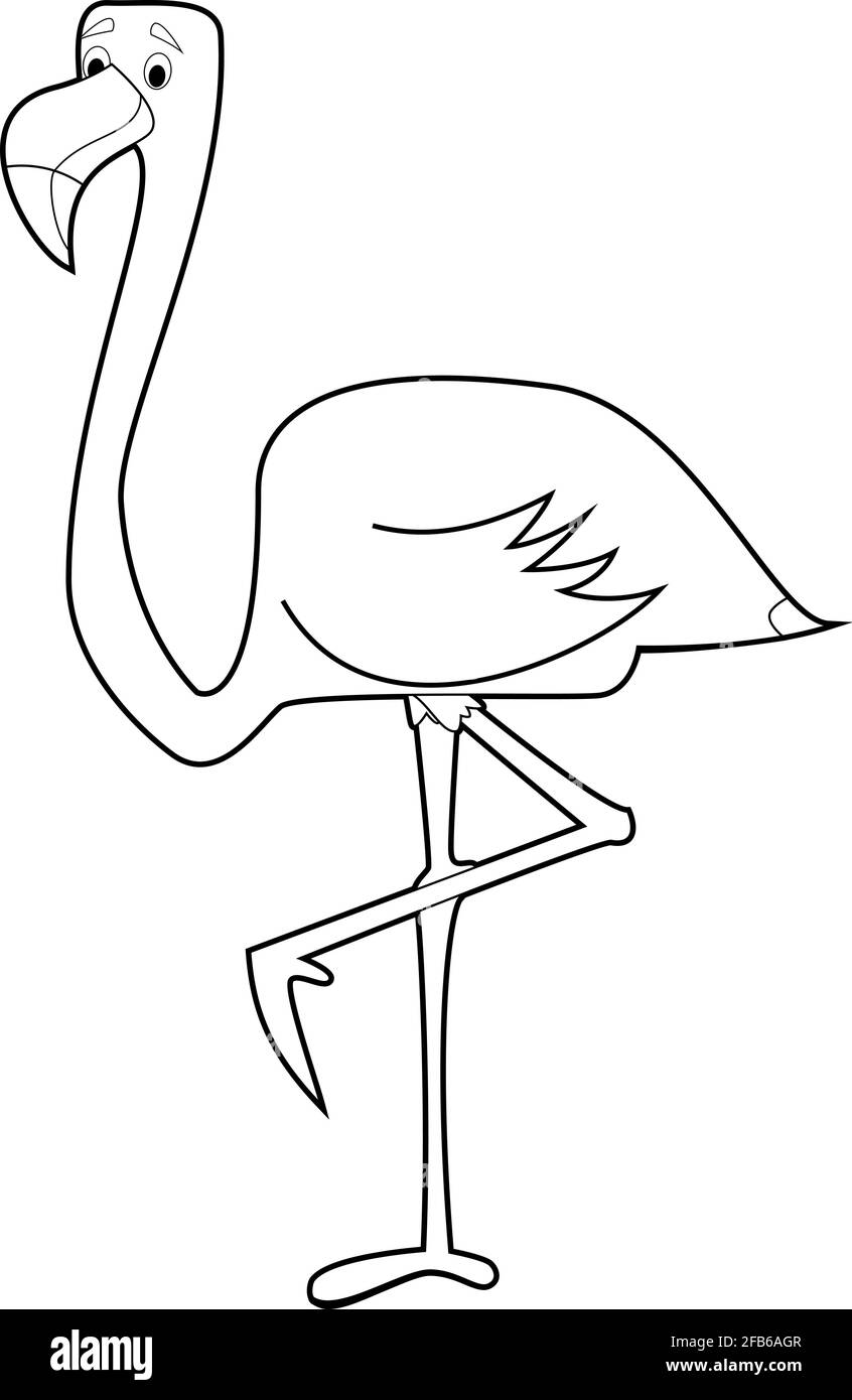 Dessins faciles de coloriage des animaux pour les petits enfants: Flamingo Illustration de Vecteur
