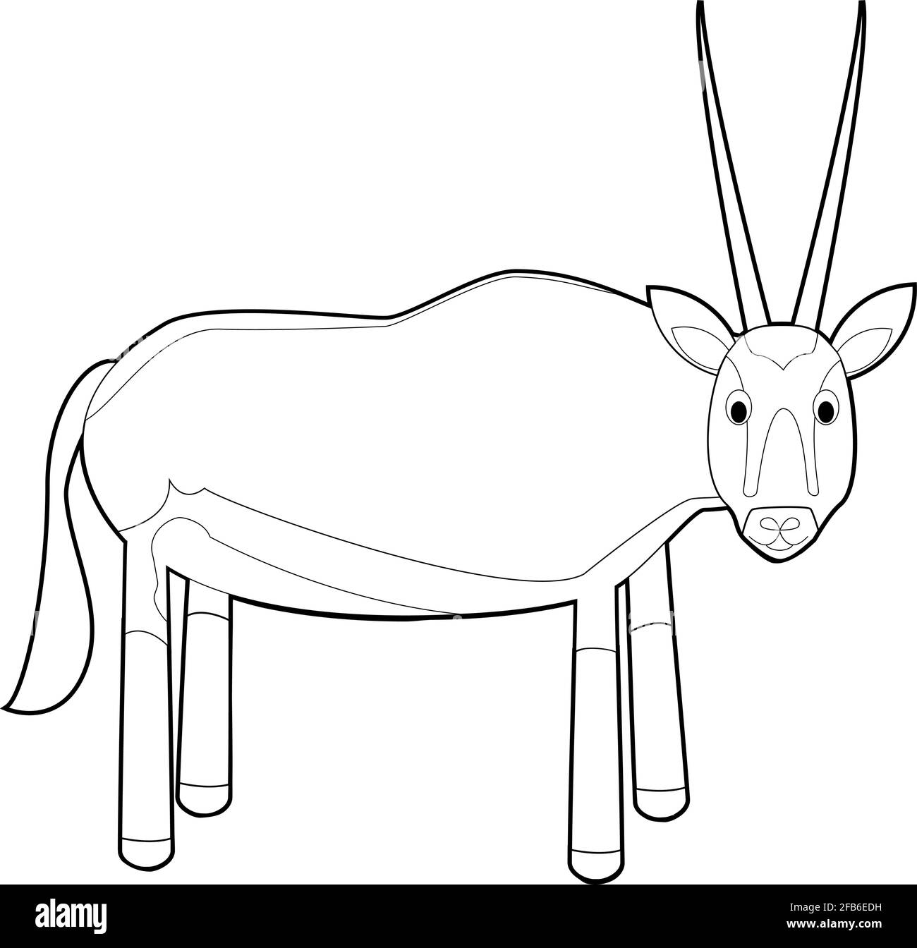 Dessins faciles de coloriage des animaux pour les petits enfants: Oryx Gazelle Illustration de Vecteur