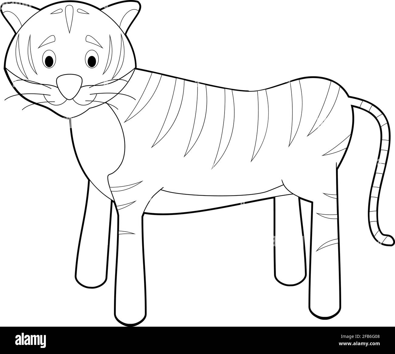 Dessins faciles de coloriage des animaux pour les petits enfants: Tigre Illustration de Vecteur
