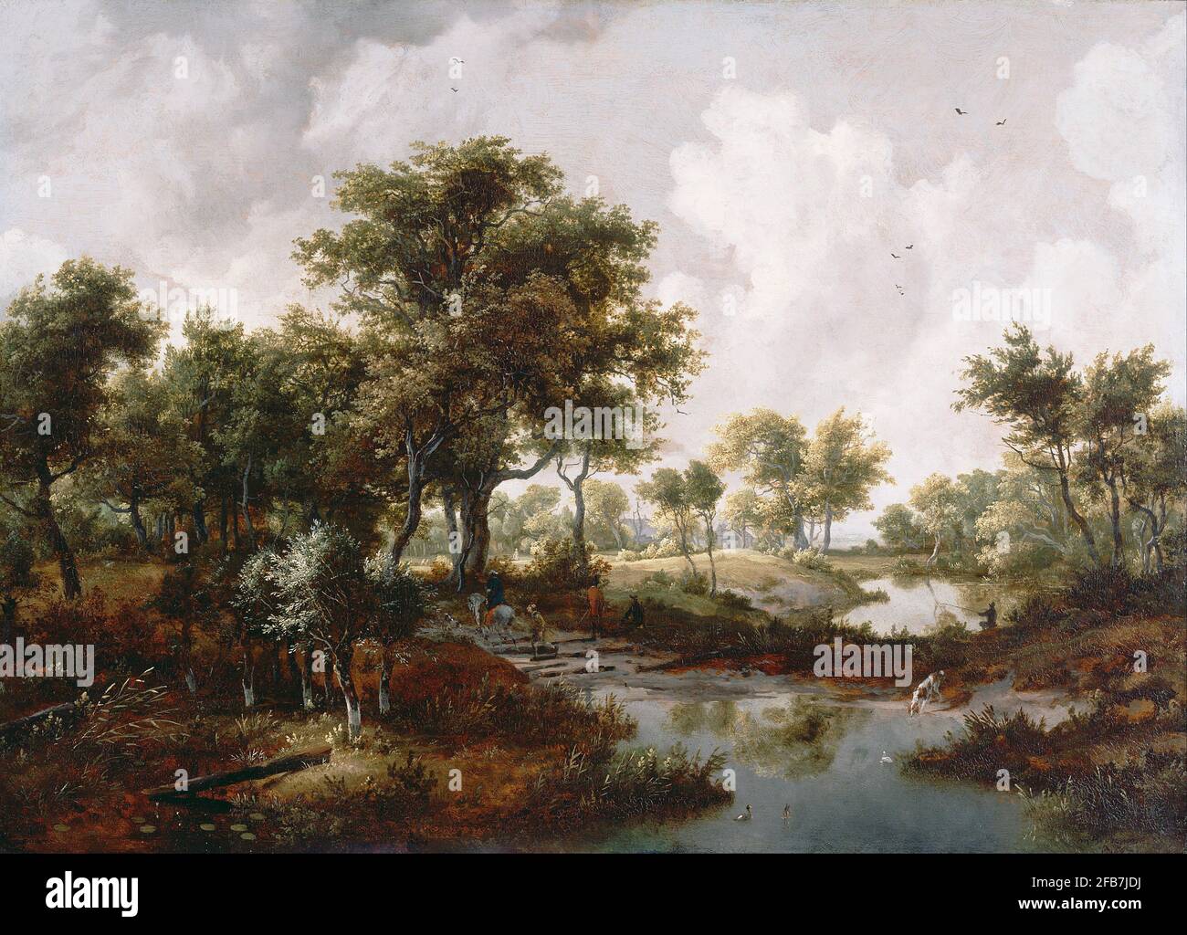 Un paysage boisé - Meindert Hobbema, 1667 Banque D'Images