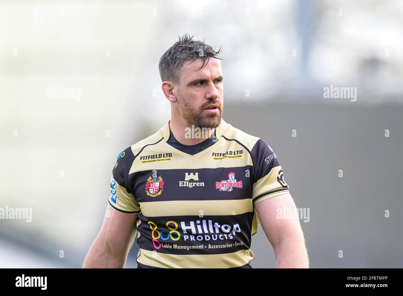 Tyrone McCarthy (21) de Leigh Centurion pendant le chaud avant le match haut Banque D'Images