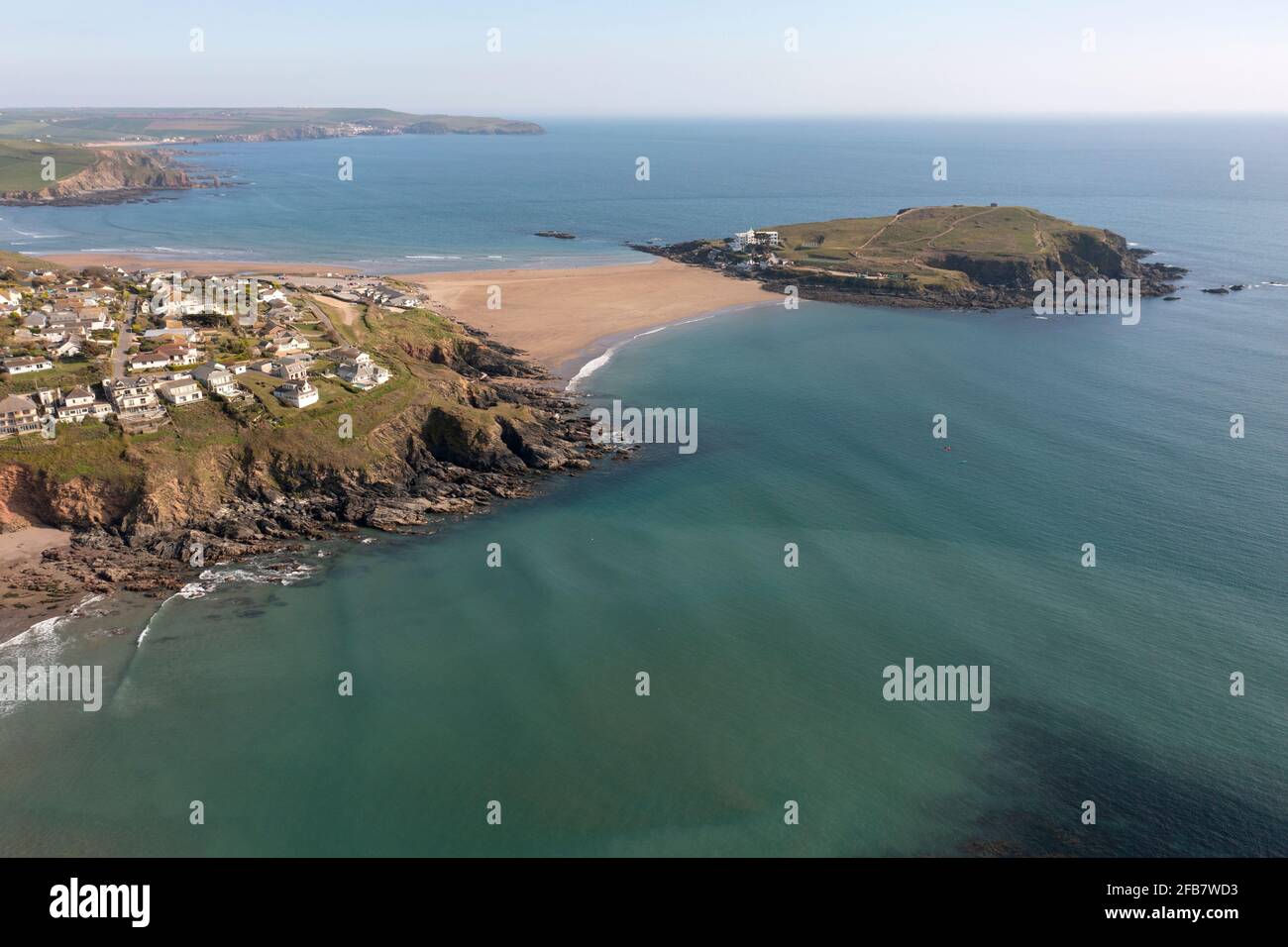 Burgh Island à marée basse, Bigbury, South Devon. Lorsque la marée est dans l'île est seulement accessible par un tracteur spécialement conçu. Banque D'Images