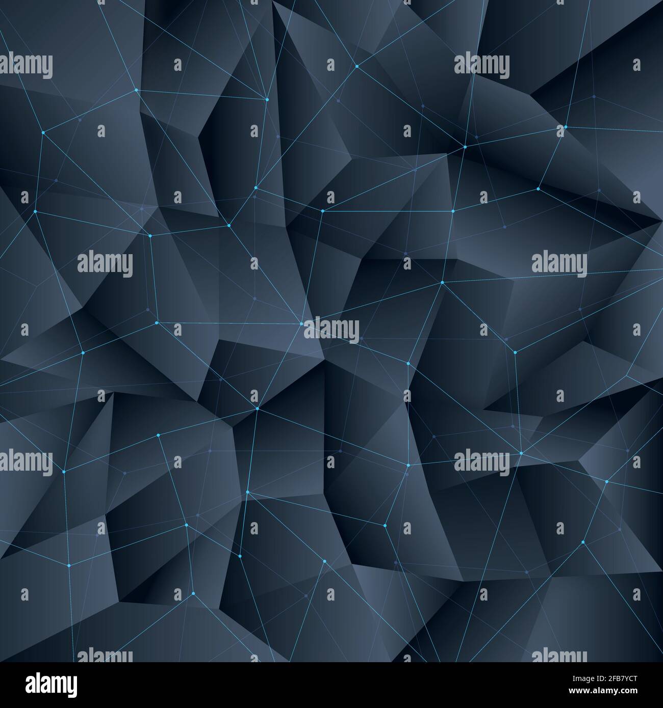 Fond en cristal noir polygonal avec structure de lignes de connexion. Polygone de motif d'arrière-plan, polygone géométrique en cristal, forme une structure de polygone. VVecto Illustration de Vecteur