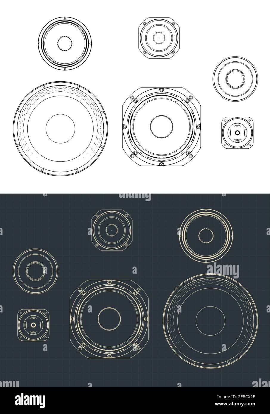 Illustration vectorielle stylisée des dessins des enceintes Illustration de Vecteur