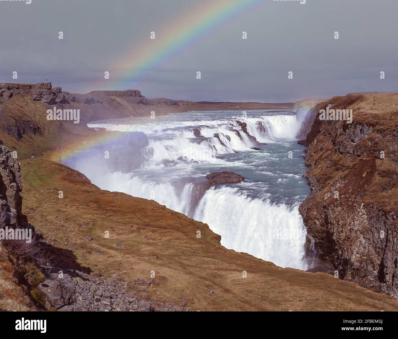 Chute d'eau de Gullfoss, Canyon de Hvítá, région du Sud-Ouest, République d'Islande Banque D'Images