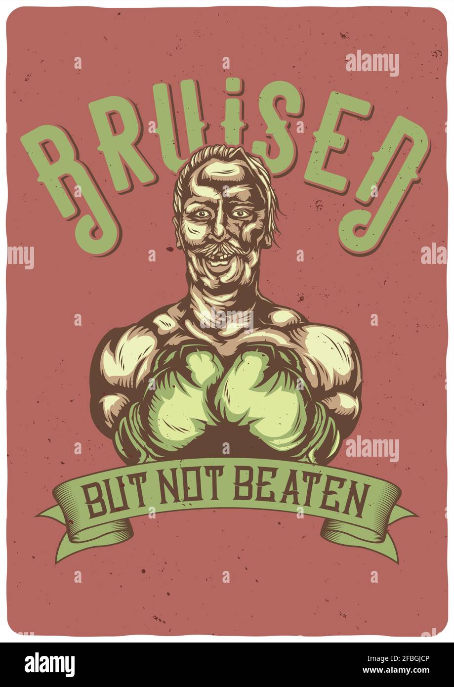 T-shirt ou affiche avec illustration d'un boxer meurtrissionné Illustration de Vecteur