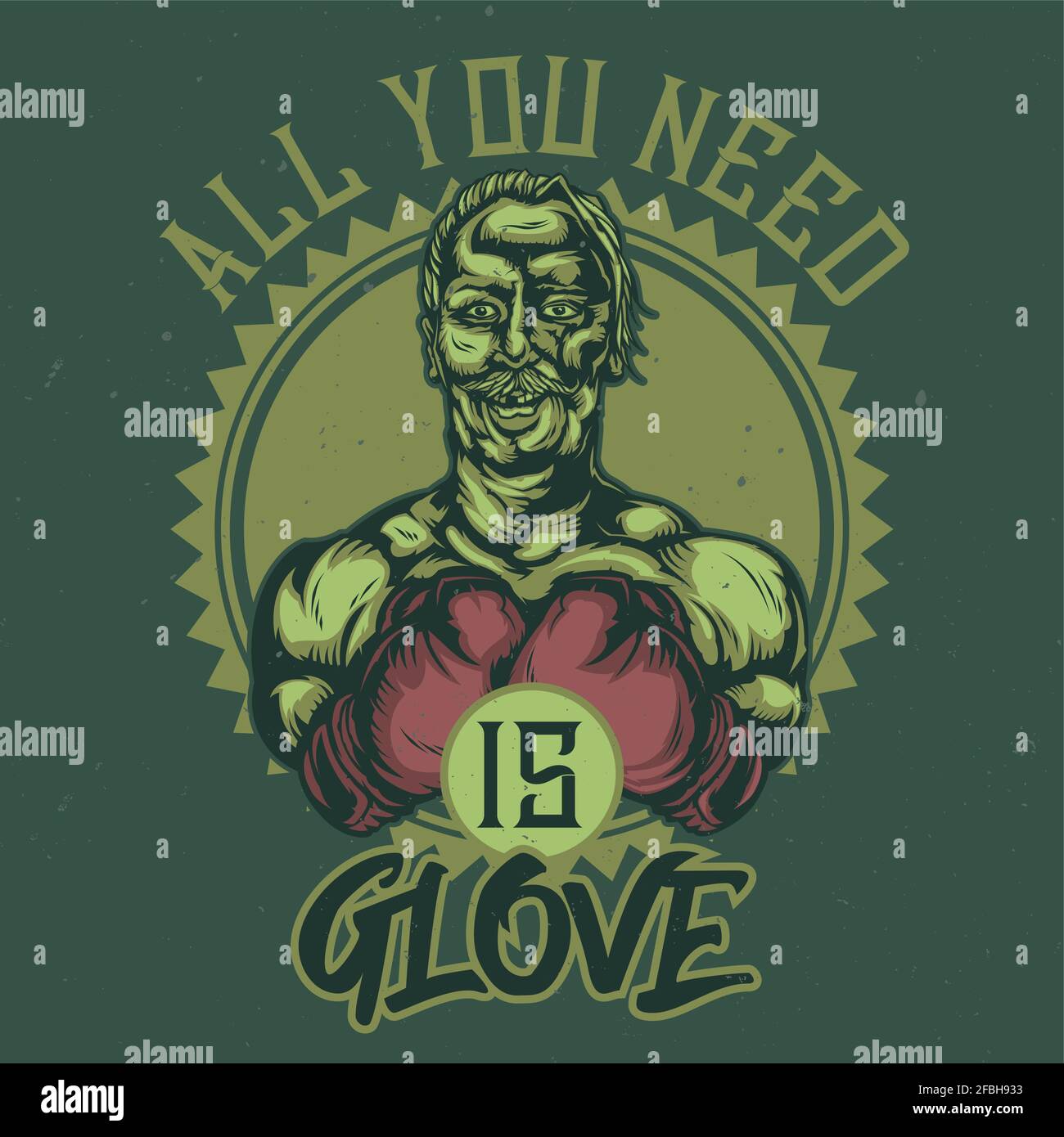 T-shirt ou affiche avec illustration d'un boxer meurtrissionné Illustration de Vecteur