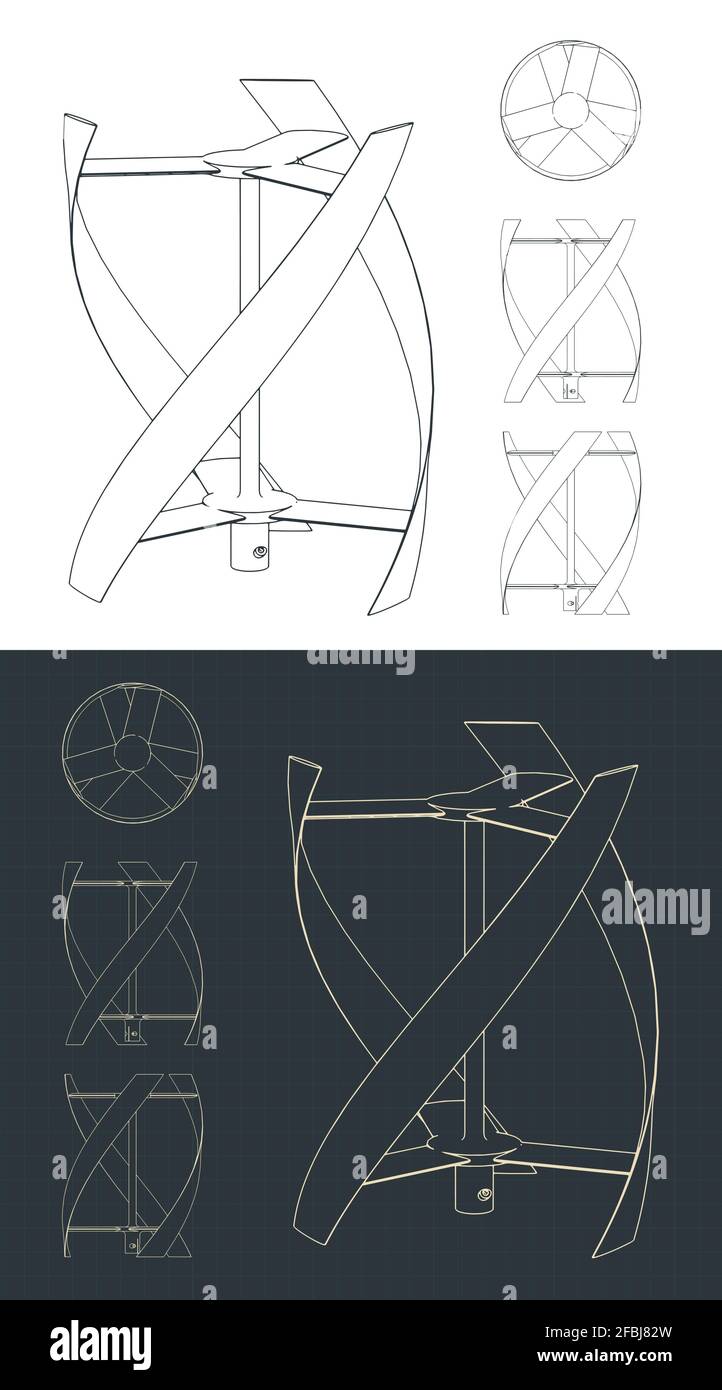 Illustration vectorielle stylisée d'un axe vertical des plans d'éoliennes Illustration de Vecteur