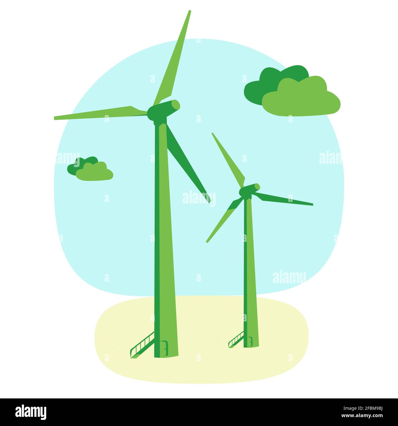 énergie verte éolienne eco électricité, couleurs vertes illustration vectorielle Illustration de Vecteur