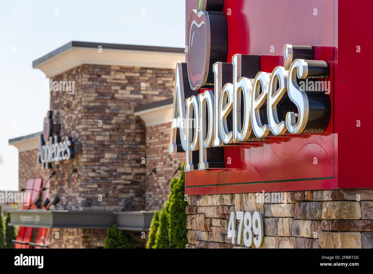 Applebee's Neighborhood Grill + Bar, un restaurant américain décontracté, situé sur l'Atlanta Highway à Loganville, en Géorgie. (ÉTATS-UNIS) Banque D'Images