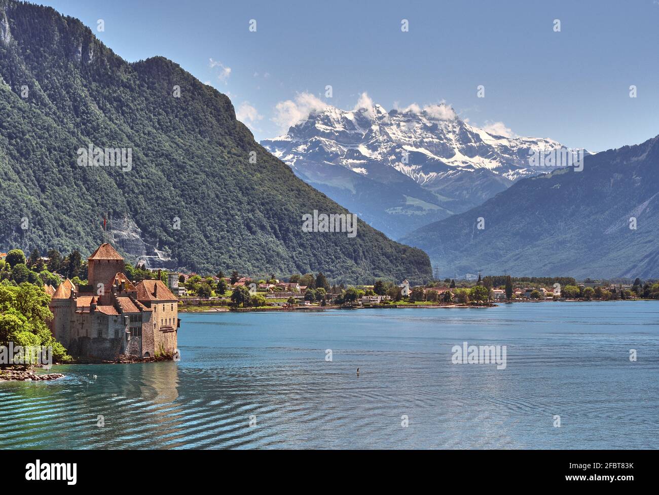 Château de Chillon sur le lac de Genève, Swizerkand Banque D'Images