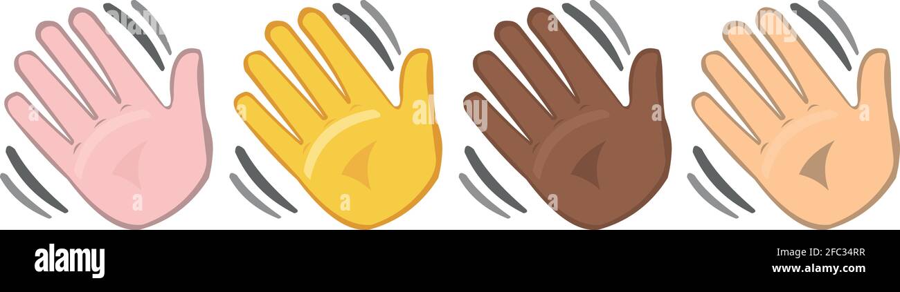 Illustration vectorielle d'émoticônes de mains agitant Illustration de Vecteur