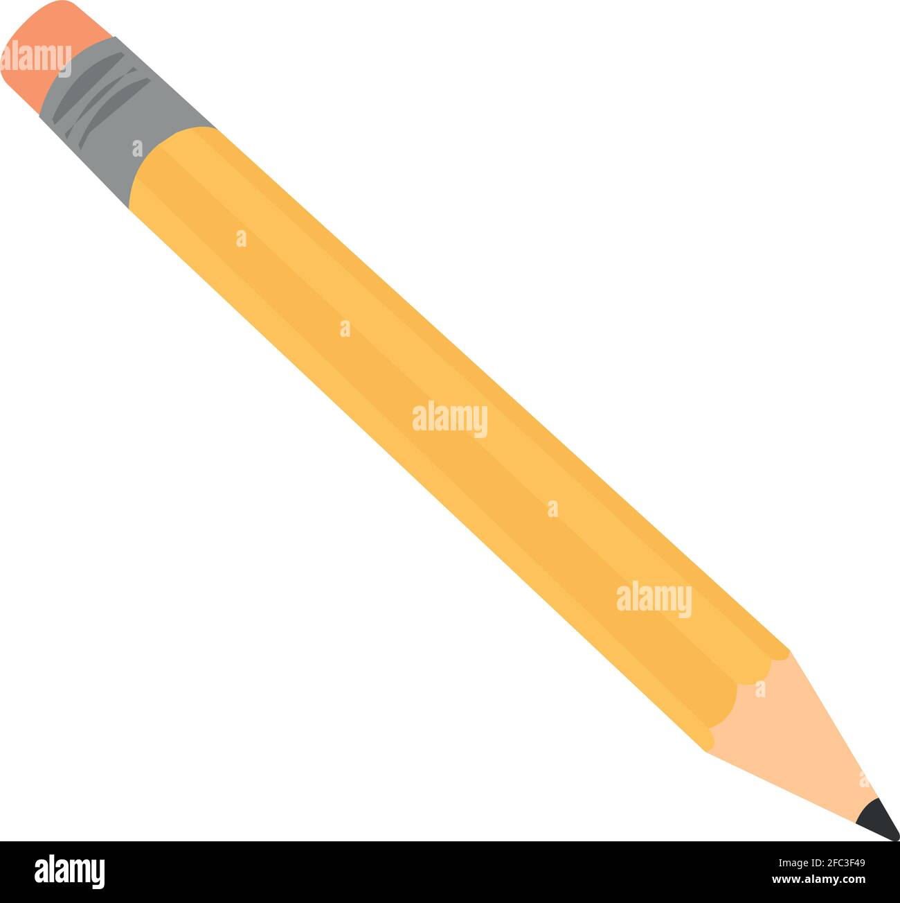 Illustration vectorielle d'un crayon jaune classique avec gomme Illustration de Vecteur