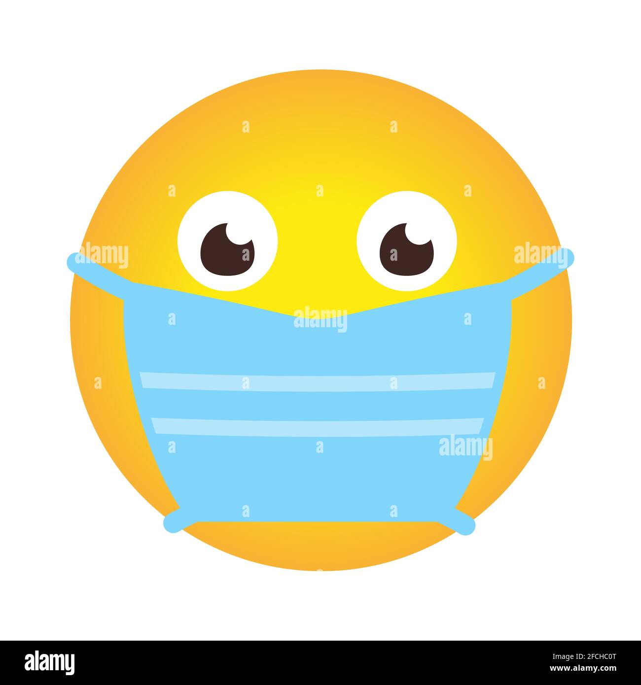 Gros plan sur l'icône emoji dans le masque médical. Émoticone sourire de  style dessin animé masque de protection du visage comme signe protéger  contre la propagation du coronavirus. Objet d'application de discussion.