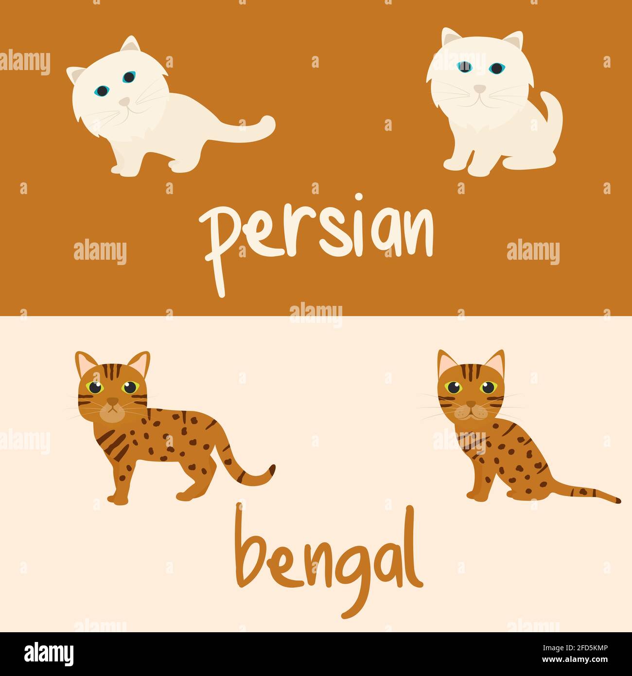 Le Chat Mignon Races Cartoon Animal Illustration Type De Perse Et Bengale A Fond D Ecran Ou Fond D Ecran Image Vectorielle Stock Alamy