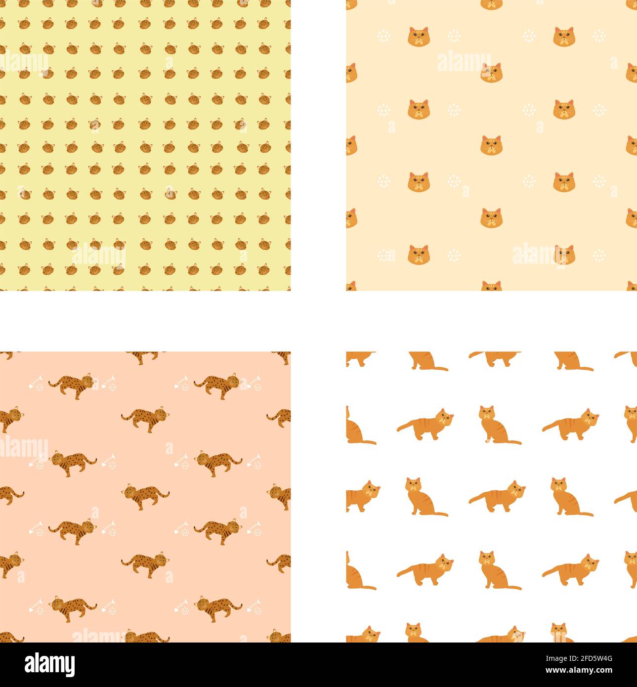 Joli chat races sans couture dessin dessin dessin dessin animal Illustration Type de Bengale et exotique Shorthair à l'arrière-plan ou fond d'écran Illustration de Vecteur