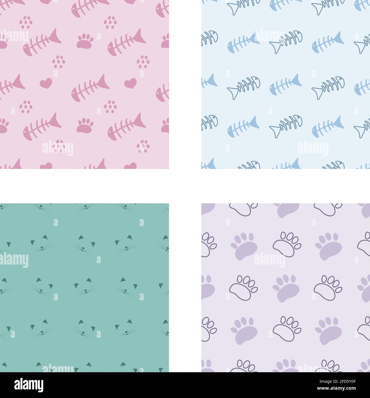 Joli chat races dessin sans couture dessin dessin animal Illustration Type différent Vers arrière-plan ou fond d'écran Illustration de Vecteur