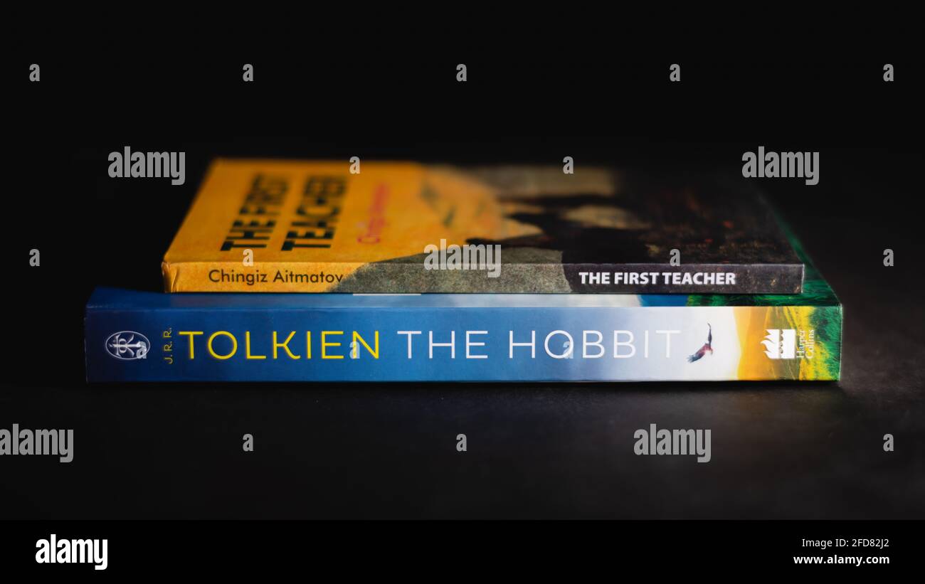 Galle, Sri Lanka - 04 07 2021:deux nouveaux livres empilés sur un plan d'examen. Banque D'Images