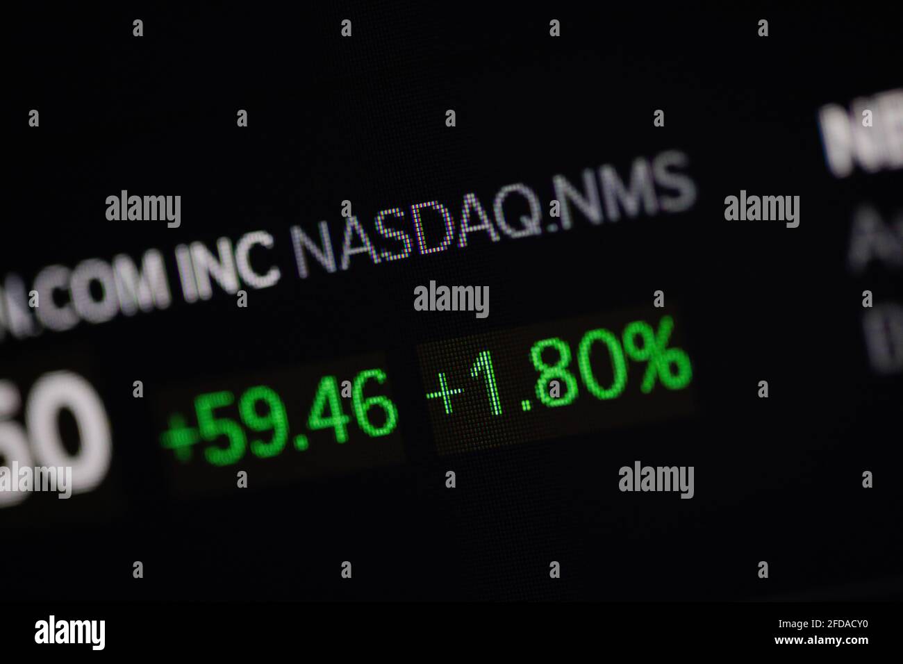 Bucarest Roumanie 24 Avril 21 Faible Profondeur De Champ Mise Au Point Selective Et Macro Image Avec Citation Du Nasdaq Sur Ecran Numerique Photo Stock Alamy