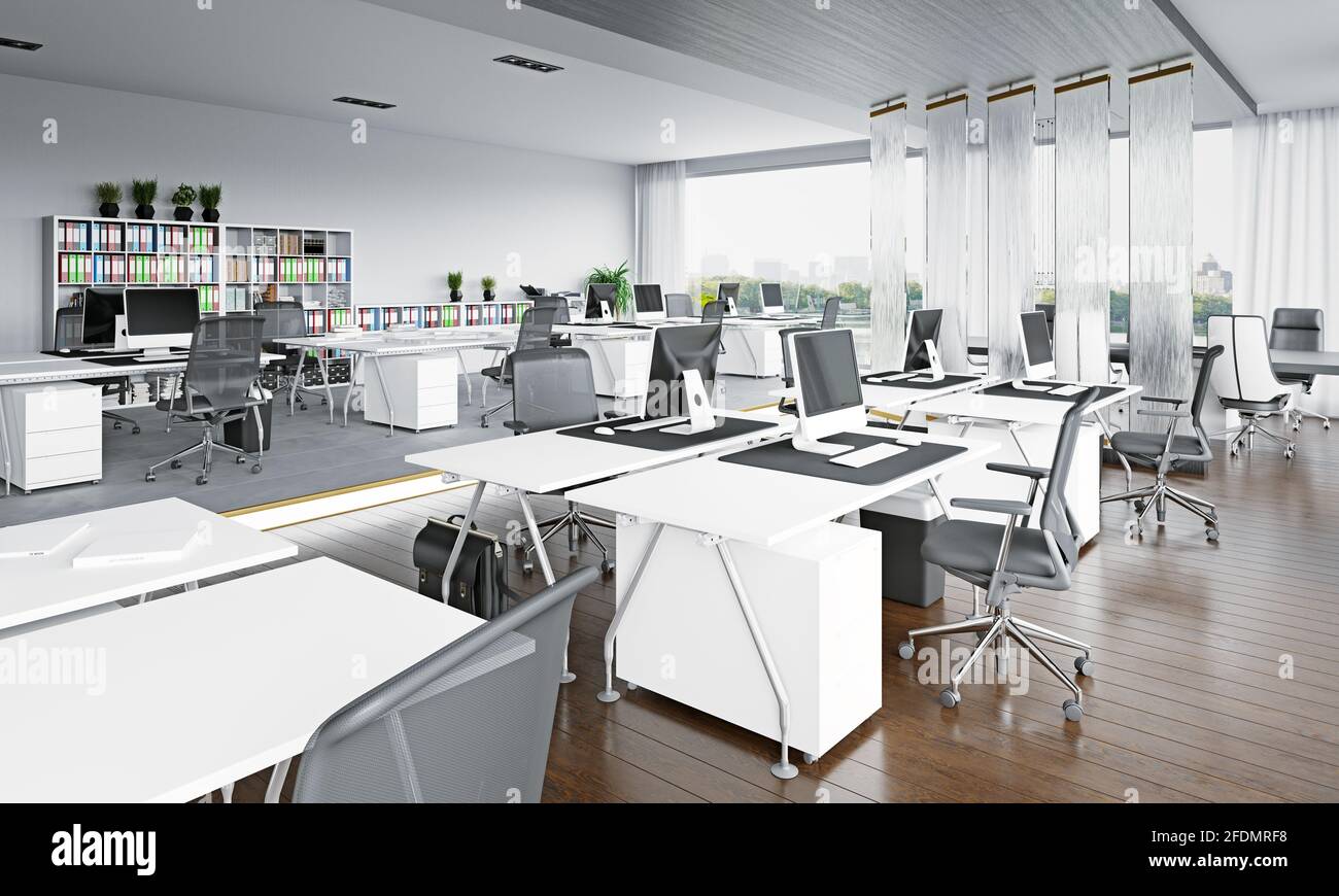 design moderne de l'intérieur du bureau. idée de rendu 3d Banque D'Images