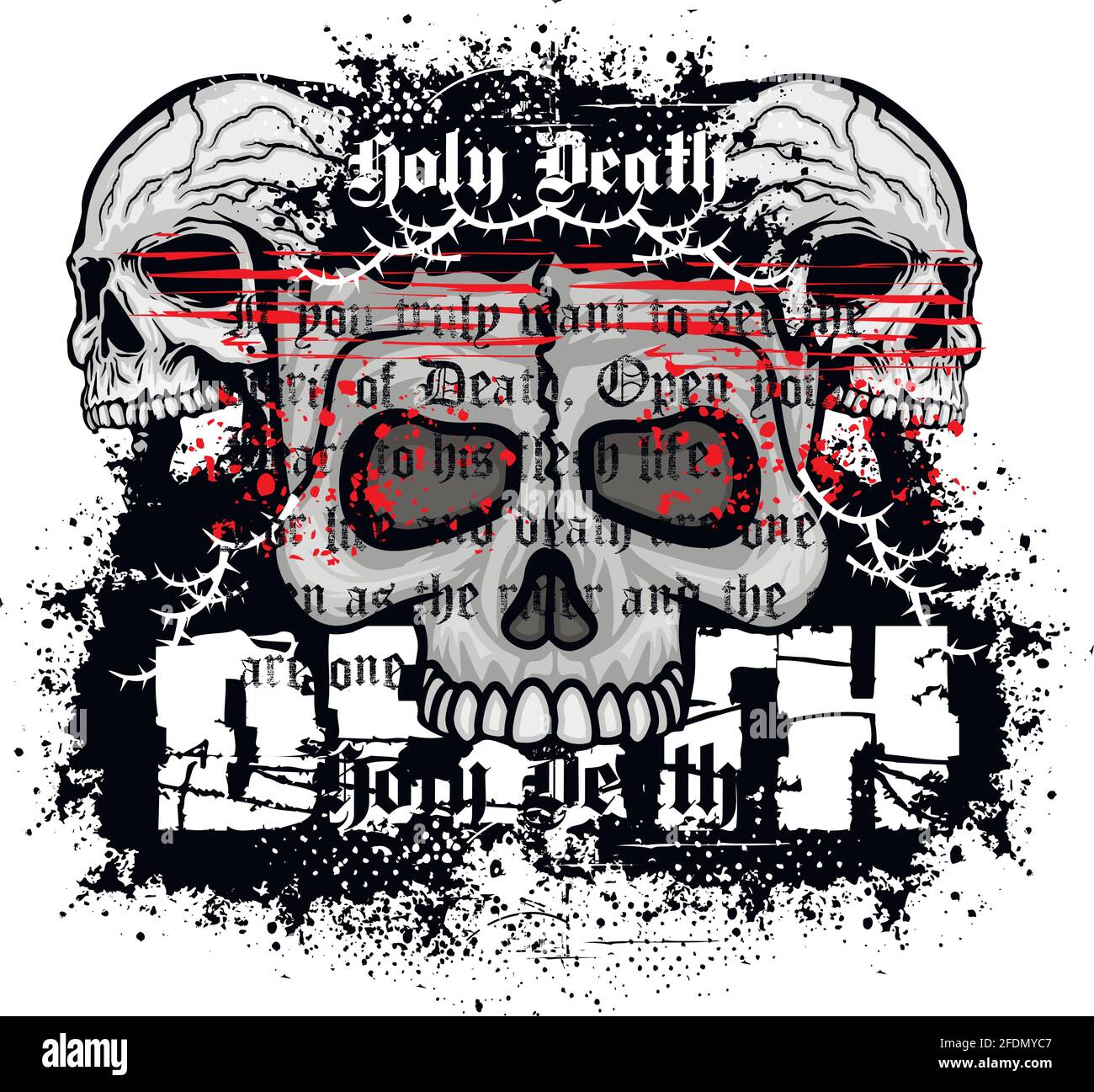 Inscrivez-gothique avec tête de mort, grunge vintage design t shirts Illustration de Vecteur