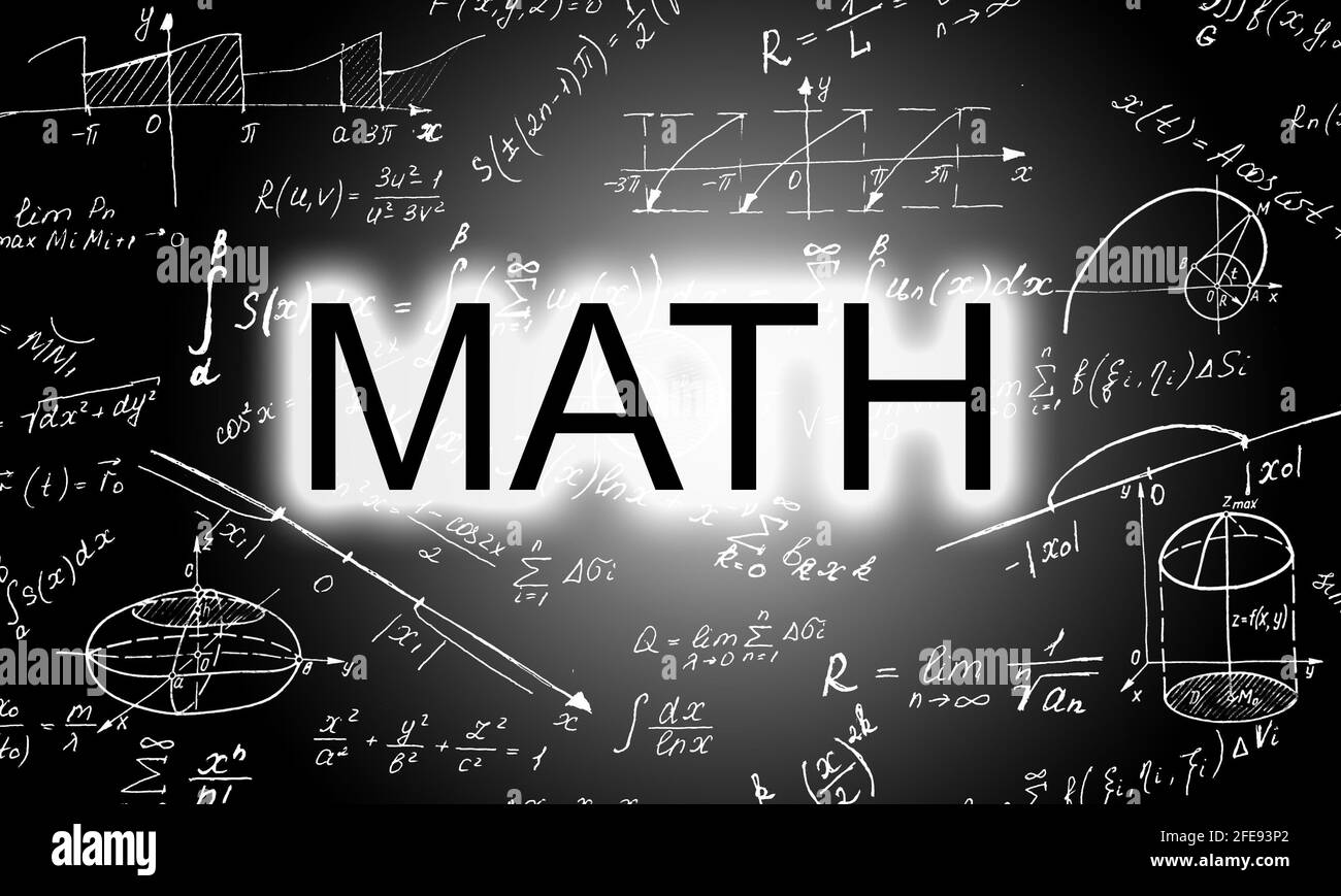 Tableau noir avec formules et calculs scientifiques en physique, mathématiques et circuits électriques. Sciences et éducation. Banque D'Images