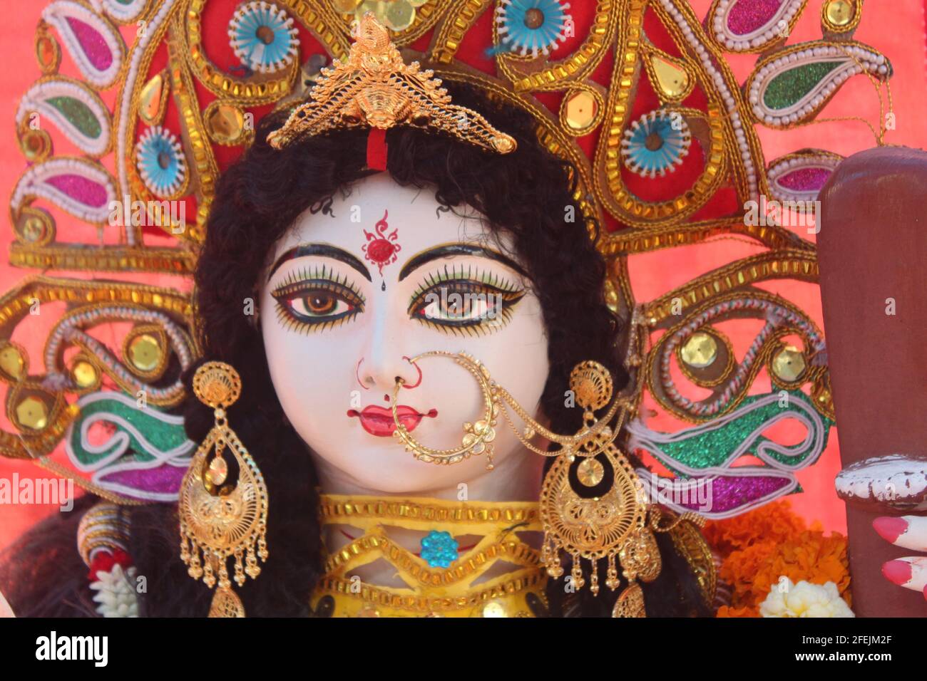 Sculpture décorée de la déesse hindoue Banque D'Images